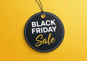 Black Friday Sale tag on yellow background label