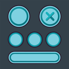 UI Game Buttons Set Flat Vector Interface Elements