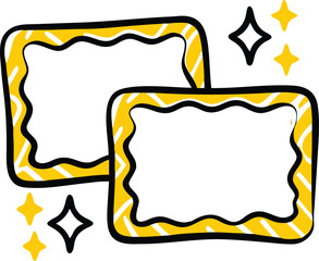 Hand Drawn Wavy Frames Duo with Stars on Transparent Backdrop