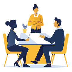 Professional Team Meeting Vector Illustration for Business Strategy