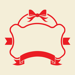 Ornate Label Ribbon Bow Vector Design Element