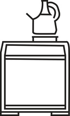 Black and White Line Art Icon of a Large Fuel Container or Tank with a Pouring Jug on Top