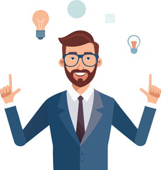 Young Businessman Idea Lightbulbs for Success