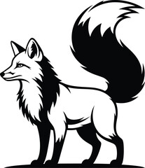Obraz premium Fox vector illustration black and white wildlife animal design graphic eps silhouette
