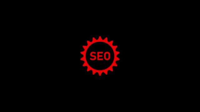 SEO gear icon representing optimization and search engine strategies icon animation .4k video