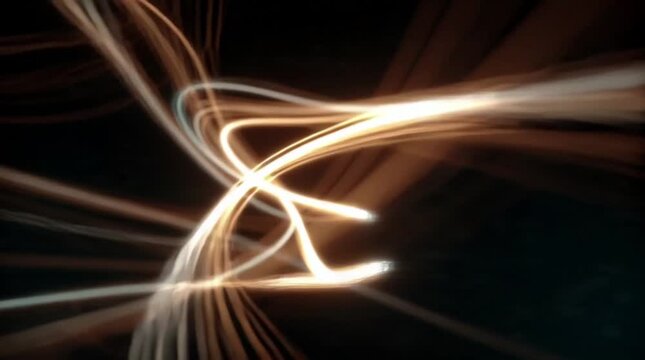 Abstract Glowing Lines on Dark Background Dynamic Light Trail Illustration