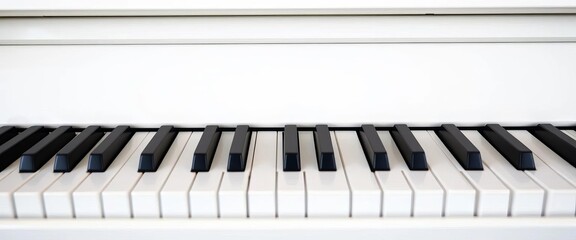 A pristine, untouched white piano key, isolated on white,  monochrome,  texture