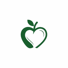 Green Apple Heart Logo Symbolizing Healthy Lifestyle and Nutrition.