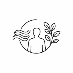 Human figure surrounded by nature and fresh air concept.