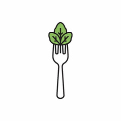 Fork with Fresh Green Leaves Symbolizing Healthy Eating and Vegetarianism.