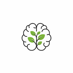 Brain with Plant - Growth and Mental Wellness Concept.