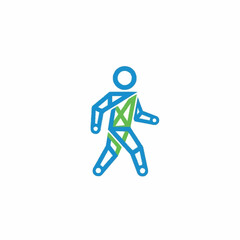 Geometric Human Figure Walking Forward Depicting Movement and Progress.