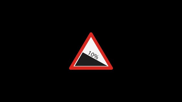 Red emergency stop triangle sign afore Destroyed car in car crash traffic accident on city road 4k in black background