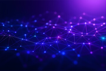 Modern tech background with digital connections network, blue purple lights, abstract design, 3D created, high resolution, no text, no brands