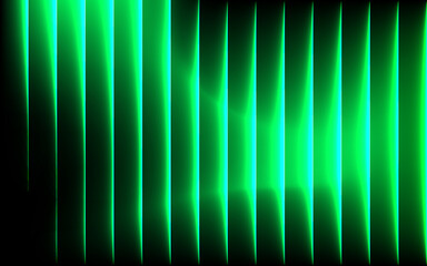 Futuristic green glowing vertical bars abstract light effect art