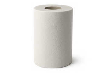White paper towel roll on a transparent background for kitchen cleaning, household tasks, and hygiene