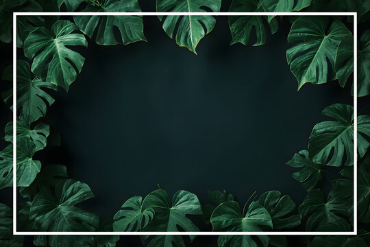 Leaf pattern nature frame layout of heart shaped green leaves Homalomena tropical foliage plant on dark background