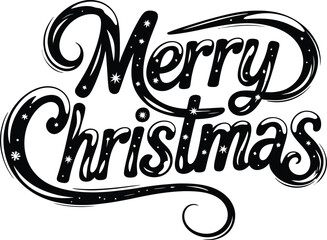 Merry Christmas Hand Lettering Vector Design, Festive Holiday Typography Art