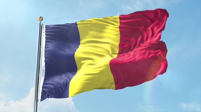4K Chad flag waving in the wind - realistic Chad flag animation in high resolution, perfect for Chad national day, independence, travel and patriotic video projects