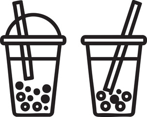 Boba tea vector: bubble tea icon, milk tea graphic, tapioca pearl clipart eps silhouette