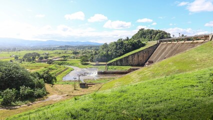 Medium-sized dams that store water for agricultural use.