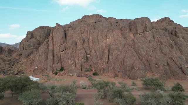 Aerial Drone View of the Rugged Aja Mountains Landscape near Ha'il, Saudi Arabia
