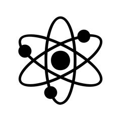 Stylized atom icon showcasing electrons orbiting the nucleus in a simplified manner