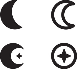 Moon and star vector icons - crescent, outline, and symbols eps silhouette