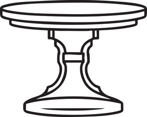 Round pedestal table vector illustration: line art furniture design eps silhouette