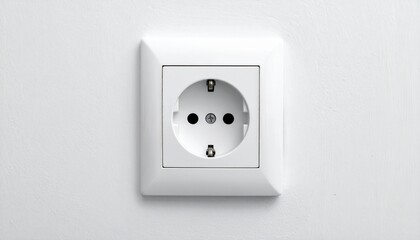 European Electrical Wall Socket on White Wall Symbolizing Infrastructure and Editorial Styling for Home and Lifestyle Use
