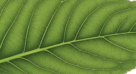 Close-up view of a vibrant green leaf showcasing its intricate vein structure and natural texture, highlighting the beauty of botany.