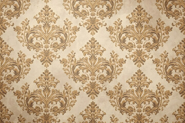 Fototapeta premium Brown and Cream Antique Vintage Damask Style Pattern Christmas Wallpaper Background
