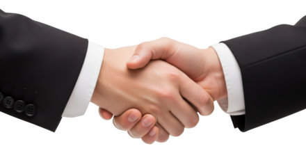 Two business people shaking hands isolated on transparent background