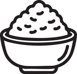 Bowl of rice vector illustration: simple outline icon for food and asian cuisine eps silhouette