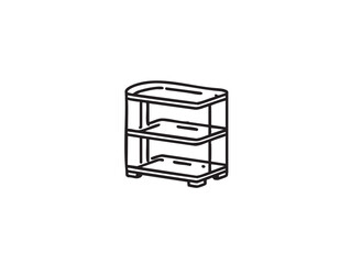 Three-tier shelf unit vector illustration - storage organizer icon eps silhouette