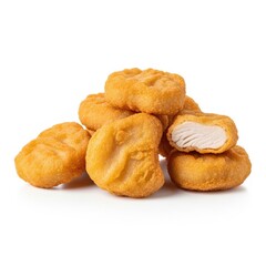 chicken nuggets, isolated on white background, stock photography
