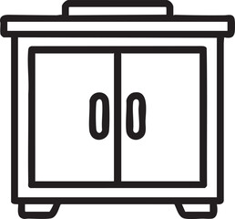 Vector cabinet icon: furniture, storage, cupboard, line art eps silhouette