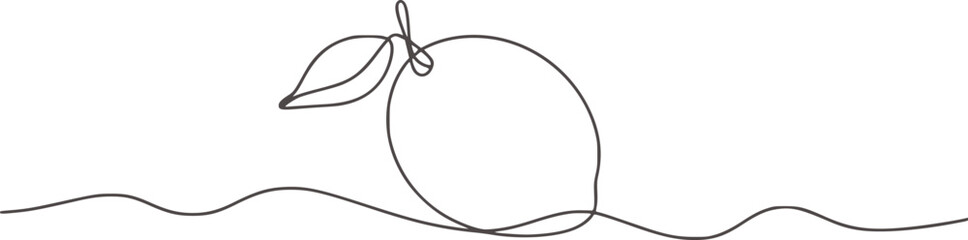 Minimalist line drawing of a lemon with leaf fruit