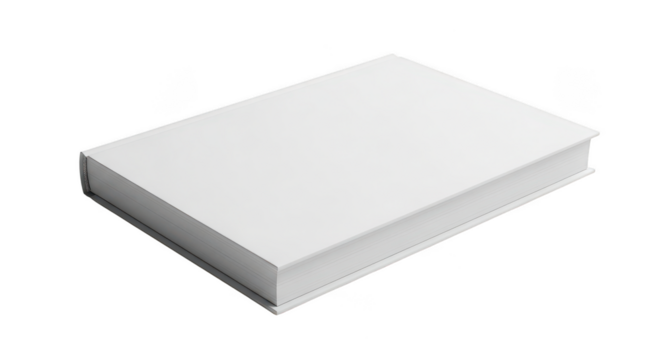 Blank white book isolated on transparent background