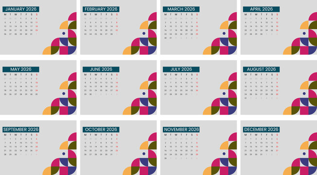 Geometric 2026 Calendar Layout Design