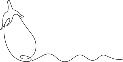 Single line drawing eggplant vegetable food
