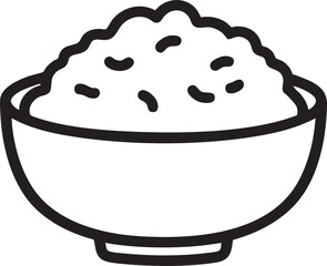 Rice bowl vector illustration: simple outline icon for food and asian cuisine eps silhouette
