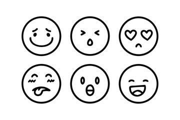 Black outline of a smiling face with rosy cheeks emoji