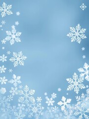 Delicate snowflakes and icy patterns forming a frosty winter border,  background,  elegant