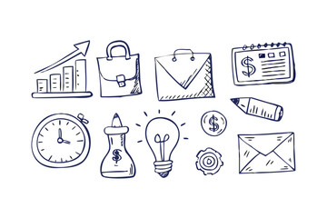 Business and Finance Icons Hand Drawn Doodle vector