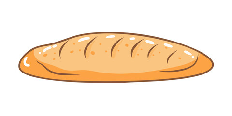 Cartoon loaf of bread with a simple face food bakery