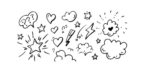 Cartoon style vector set of hand drawn comic doodles © Rabbi