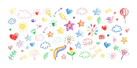 Colorful doodle collection on white background vector
