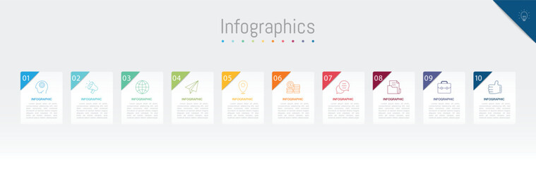 Infographic 10 options design elements for your business data. Vector Illustration.