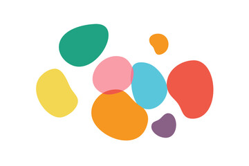 Colorful organic shapes scattered on black background